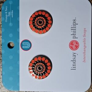 Lindsay Phillips Orange and Navy Dotted Snaps